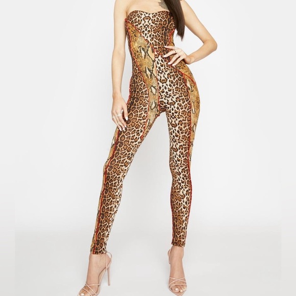 NWT Rehab Lab Fierce and Wild Patchwork jumpsuit L - Picture 1 of 9